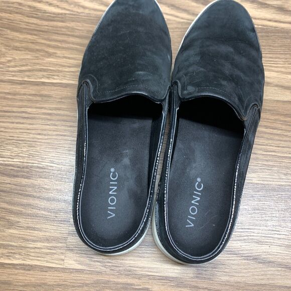 Vionic Effortless Mule Shoe Womens Size 11 Black Nubuck Leather Comfort Slip On - Picture 5 of 13
